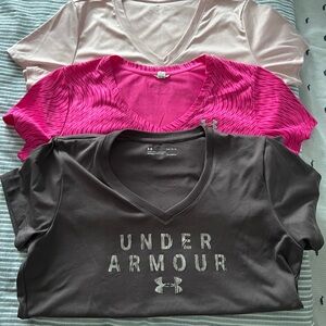 Under Armour V-Neck T-Shirt Trio - Pink, Cream, Gray